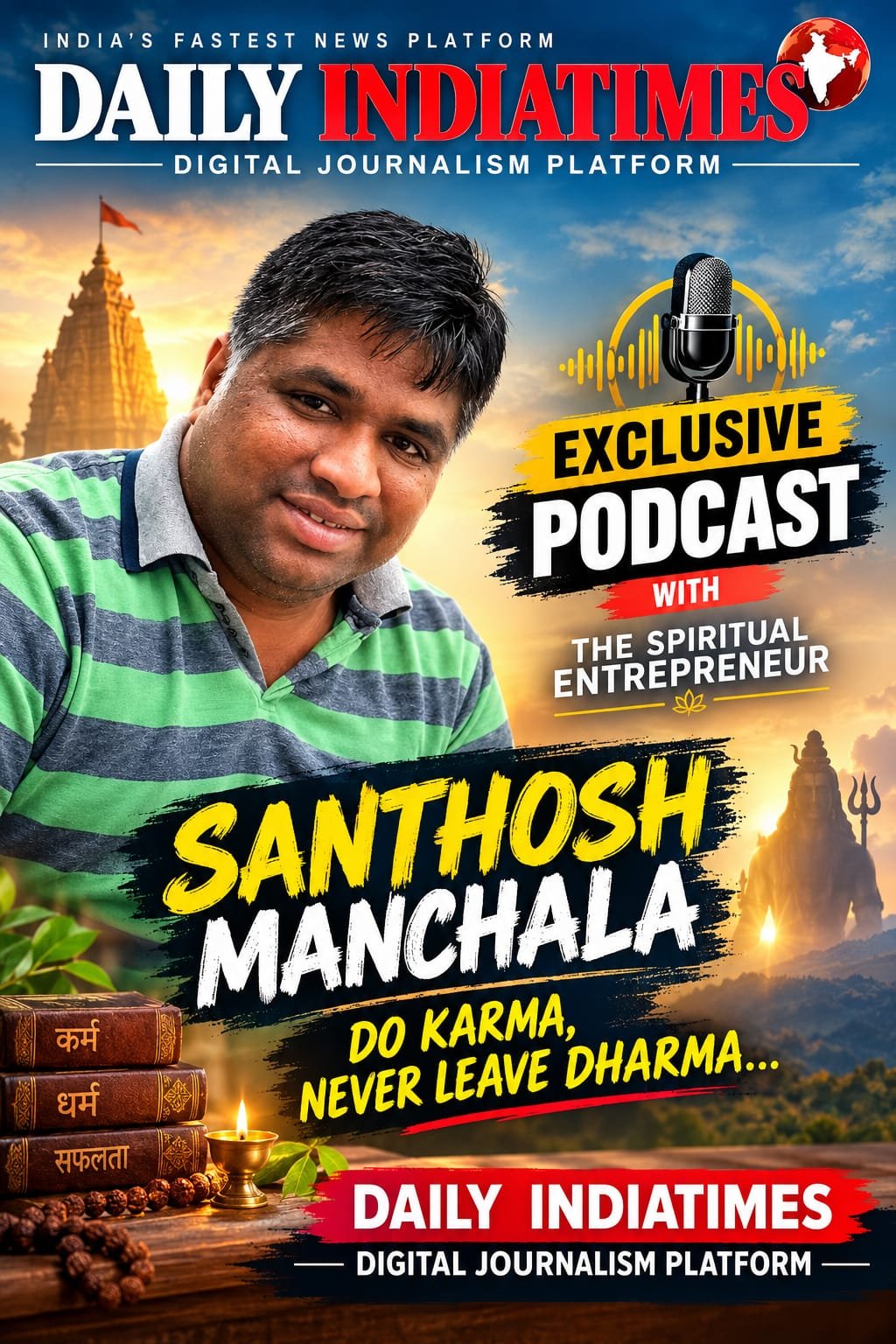 EXCLUSIVE PODCAST WITH THE SPIRITUAL ENTREPRENEUR MR. SANTHOSH MANCHALA: " DO YOUR WORK BUT NEVER LEAVE YOUR DHARMA, LORD KRISHNA IS SUPER HUMAN BEGIN...