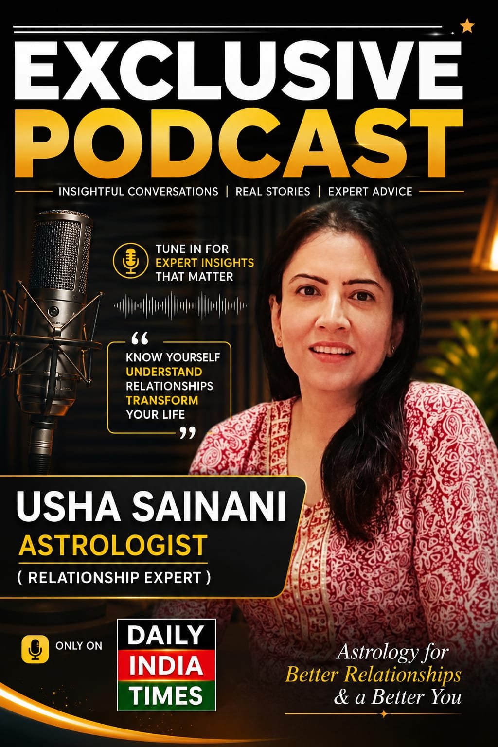 EXCLUSIVE PODCAST: ज्योतिष जीवन का आधार और रिश्तों में निभाता है महत्वपूर्ण भूमिका, रिश्तों म हिंसा घातक.. USHA SAINANI, ASTROLOGIST